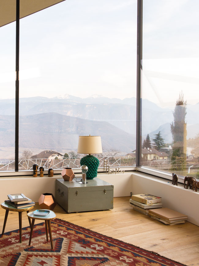 Blick aus Wohnzimmer, Design Eckfenster